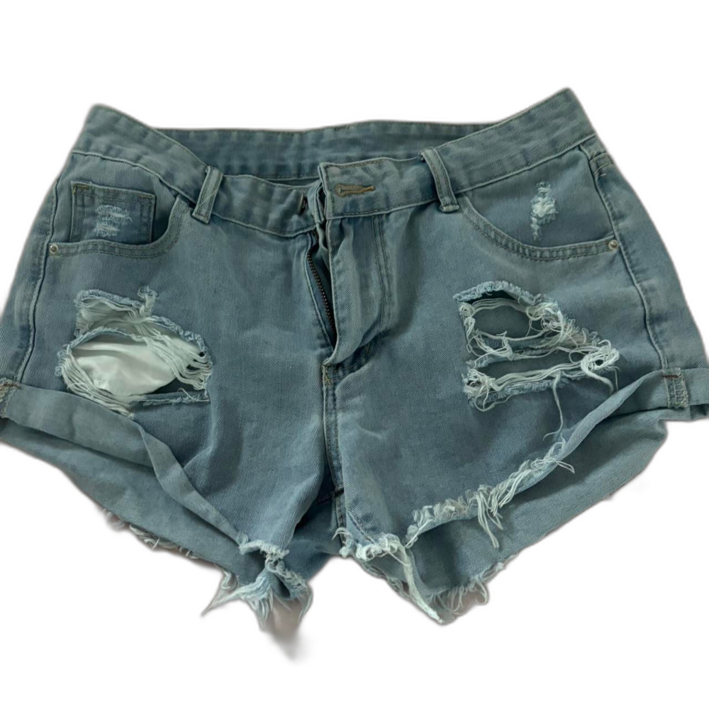 BOUTIQUE Women's Blue Frayed Ripped Jean Summer Sz Medium Shorts